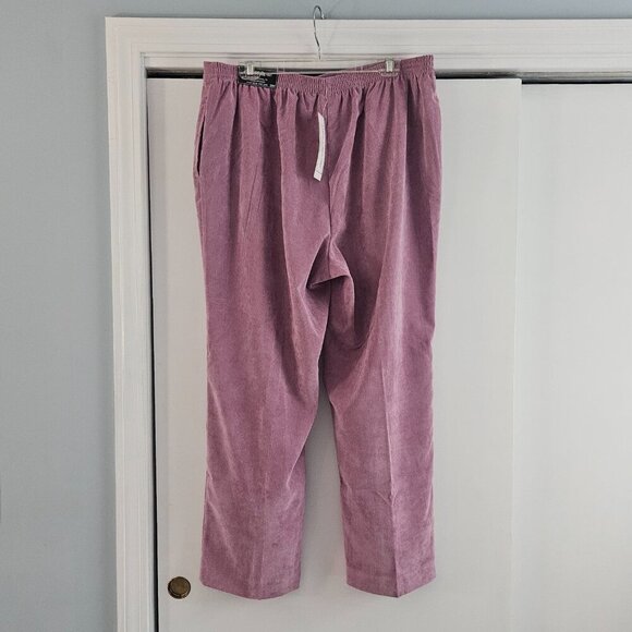 Alfred Dunner 18W Corduroy Pants Light Pink Rose Pull On Elastic Waist Pants - Picture 2 of 8